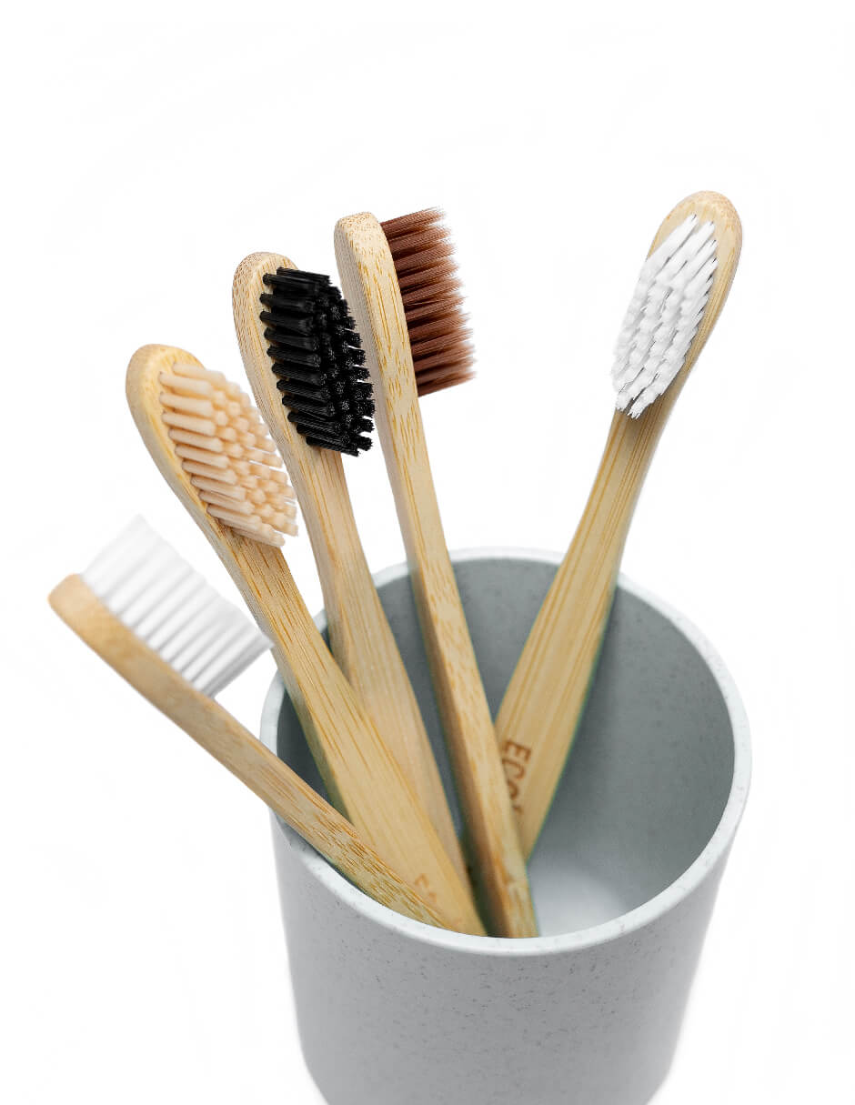 Kit 5 Cepillos de Dientes Ecowood de Bambu Biodegradable con Cerdas Suaves