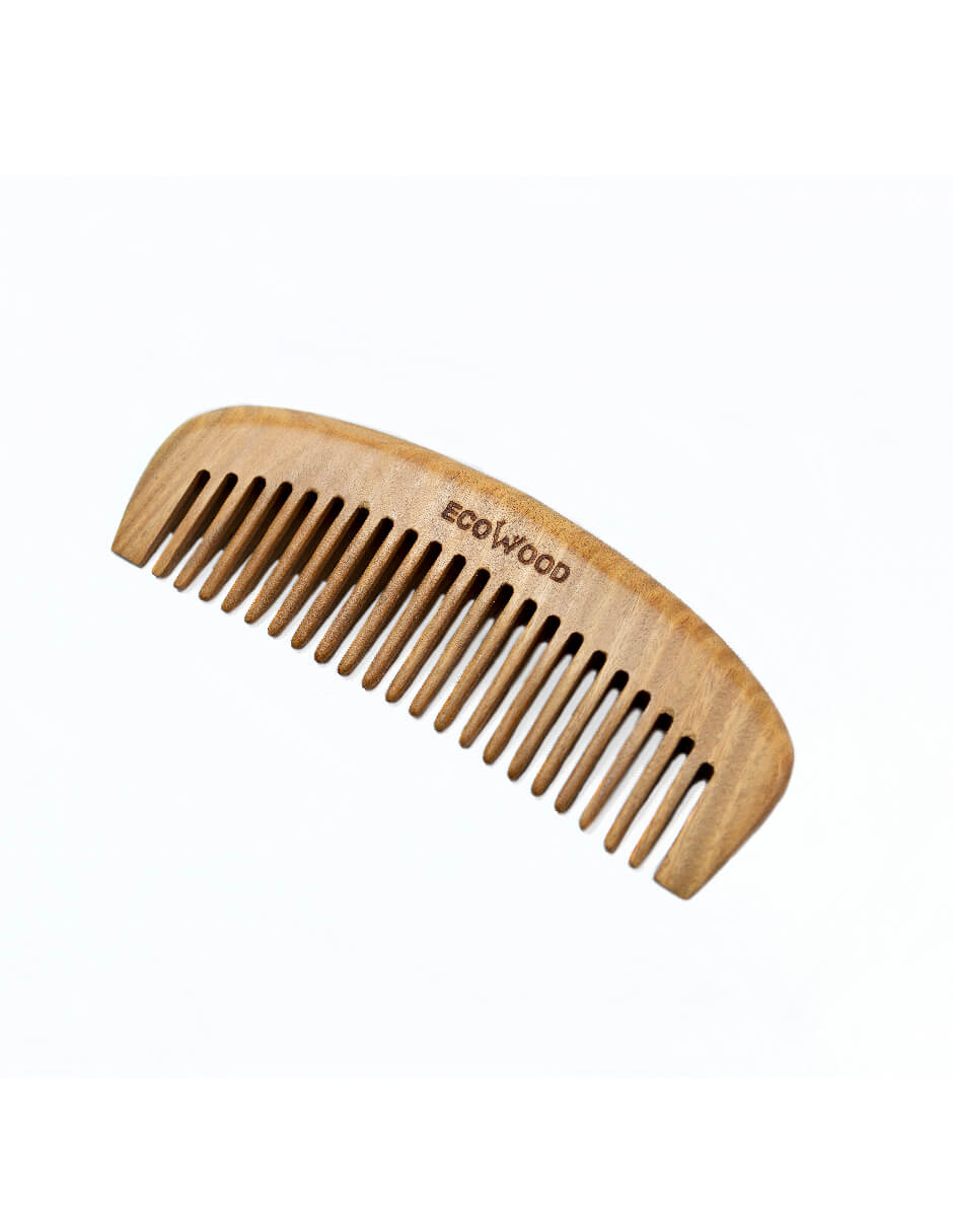 Peine para Cabello Ecowood de Madera de Sándalo Verde con Dientes Anchos