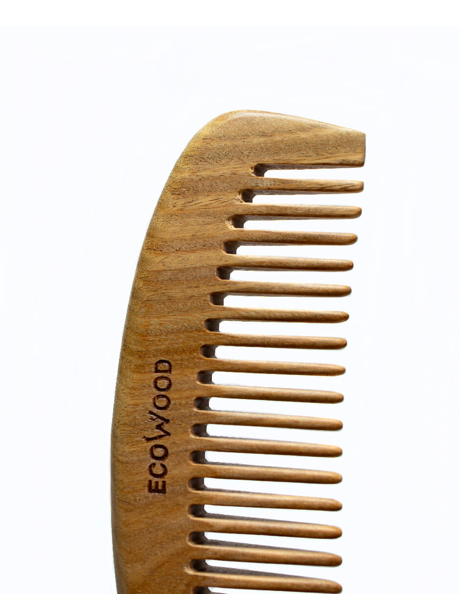Peine para Cabello Ecowood de Madera de Sándalo Verde con Dientes Anchos
