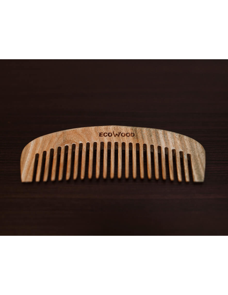 Peine para Cabello Ecowood de Madera de Sándalo Verde con Dientes Anchos