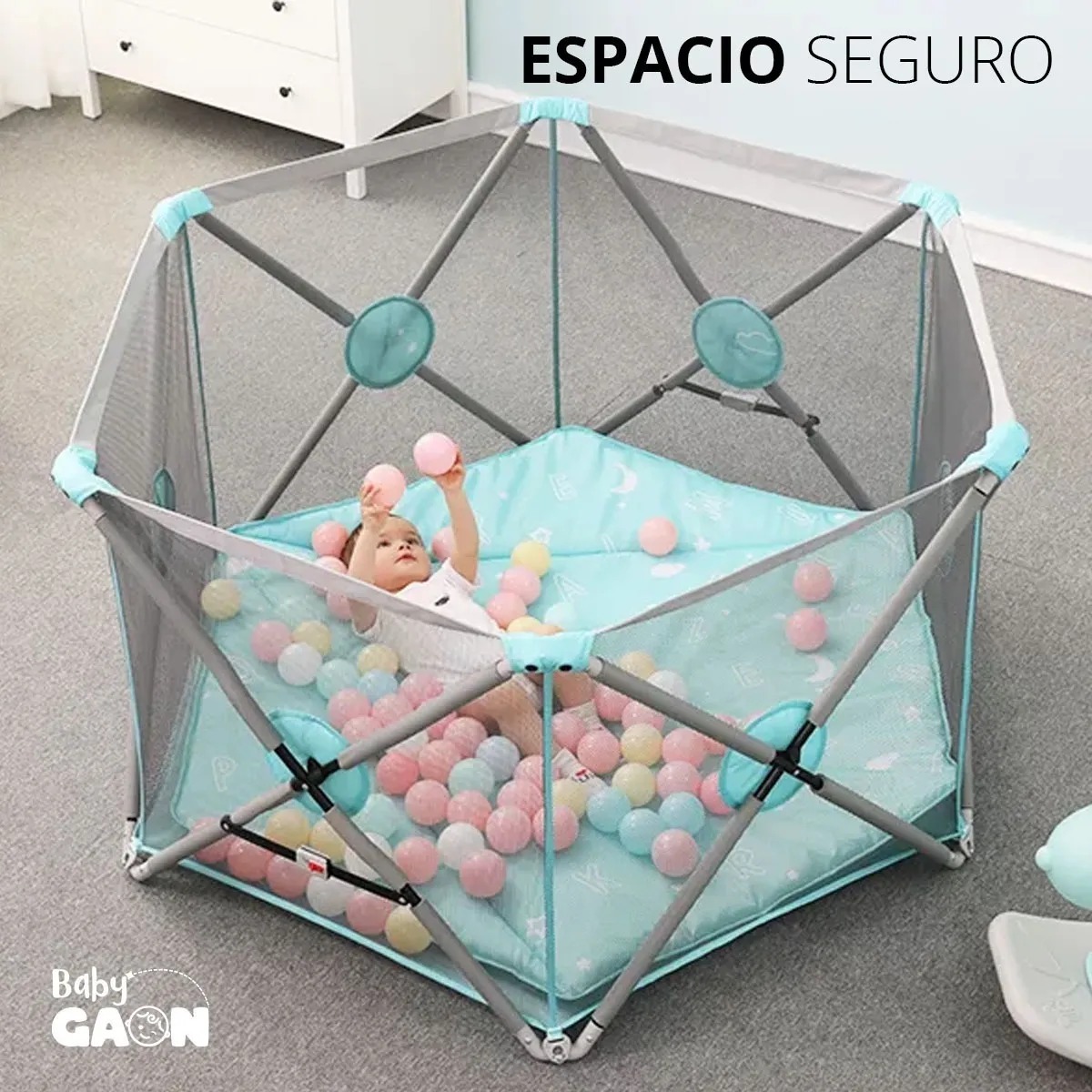 Corralito Para Bebe Plegable Corral Gimnasio De Juegos Gaon Azul