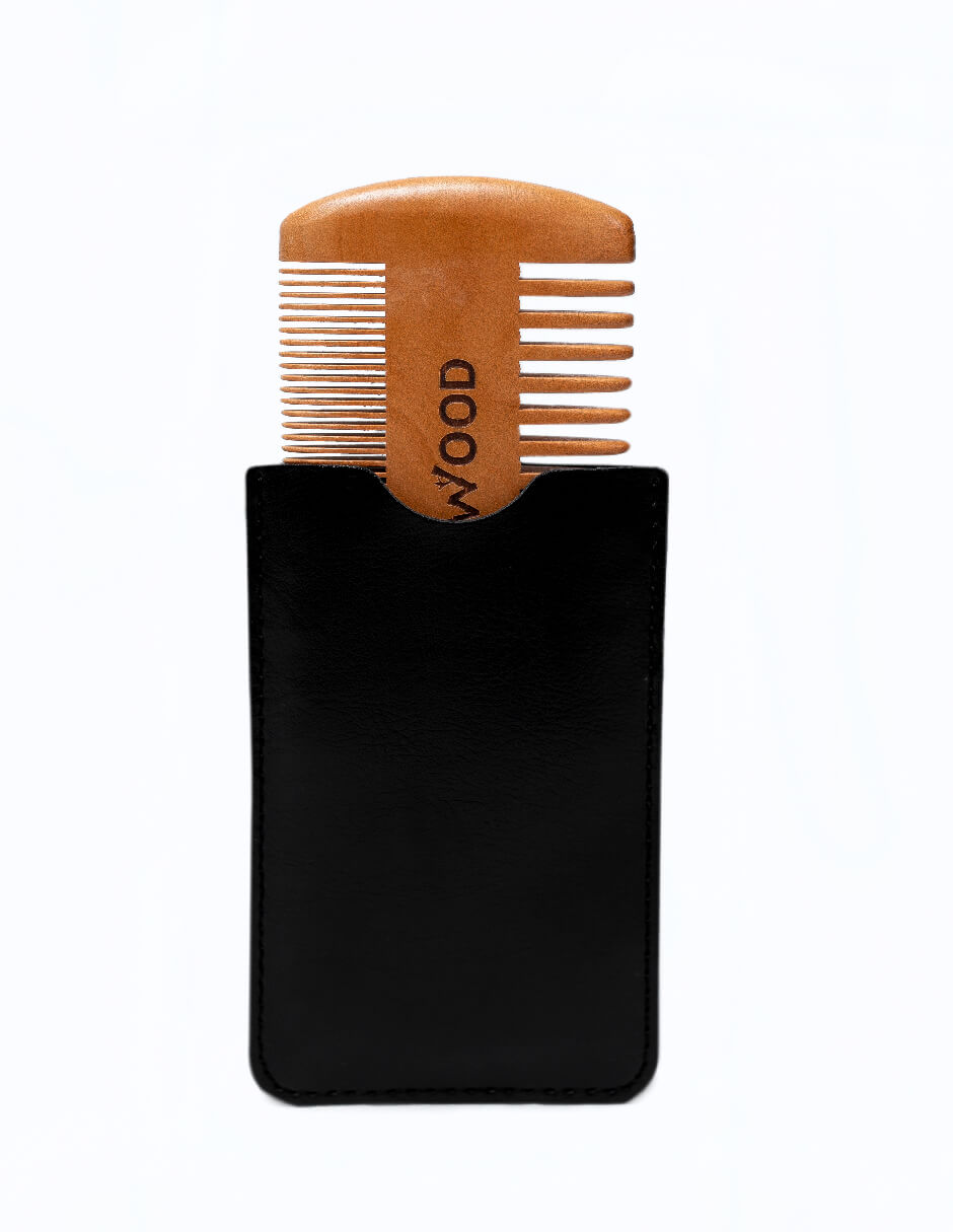 Peine de Barba y Bigote para Hombre Ecowood de Bambú con Funda de Vinil Incluida