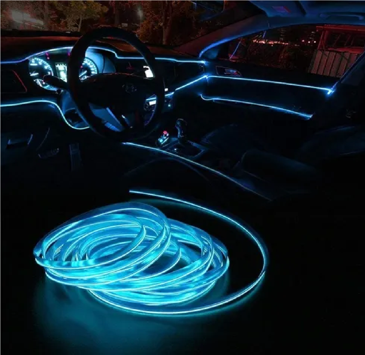 Wire Hilo 3m Luminoso Luz Neon Led Tira Neon Azul Hielo
