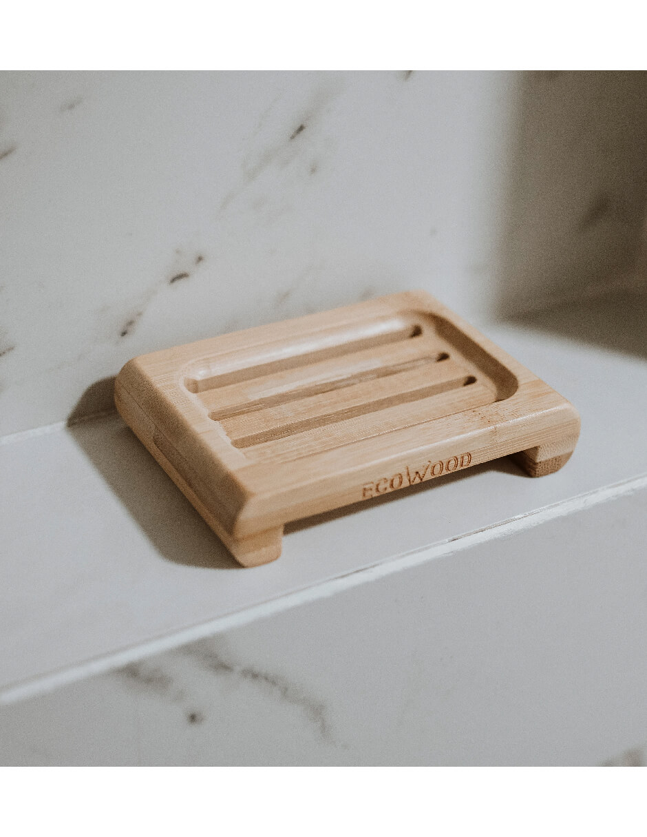 Set de 2 Jaboneras Planas Ecowood de Madera de Bambú para Casa, Baño, Tocador o Cocina