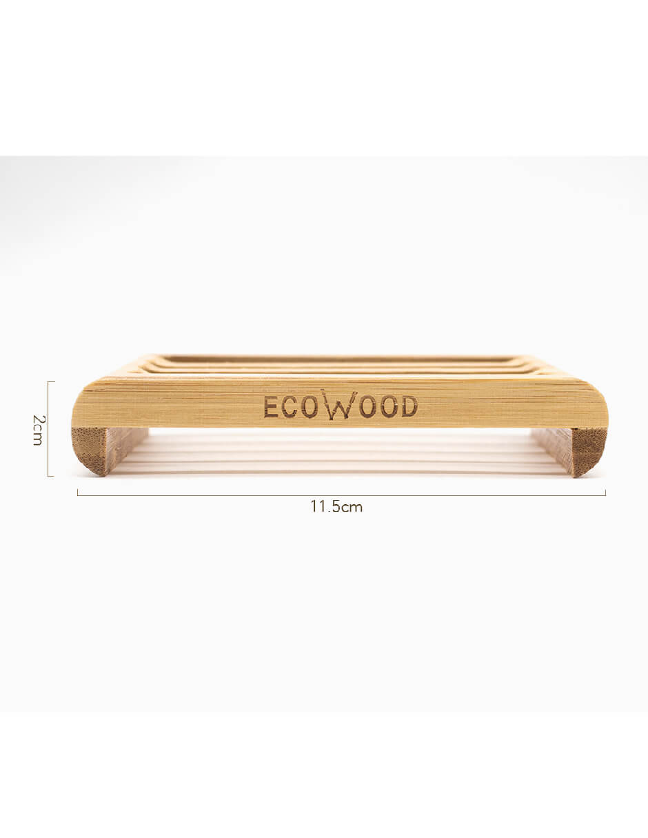Set de 2 Jaboneras Planas Ecowood de Madera de Bambú para Casa, Baño, Tocador o Cocina