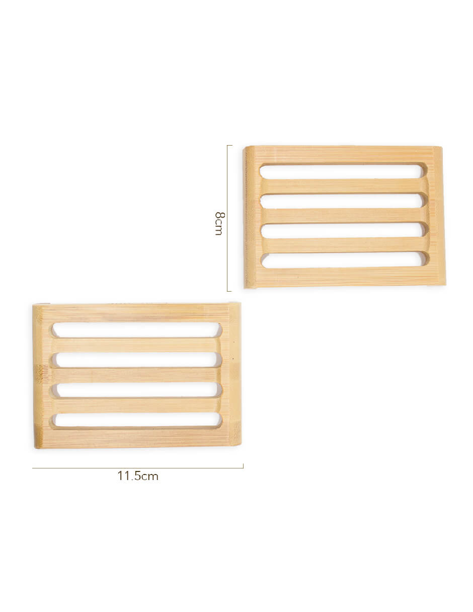 Set de 2 Jaboneras Planas Ecowood de Madera de Bambú para Casa, Baño, Tocador o Cocina