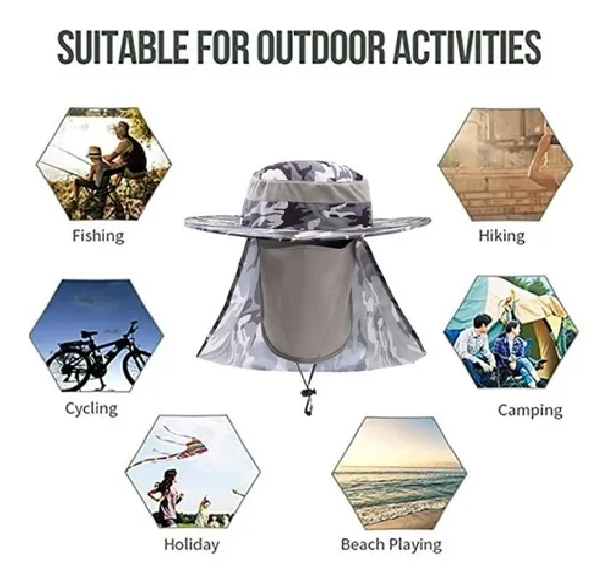 Sombrero Para El Sol Con Proteccion Para Cuello Y Cara Verde Militar