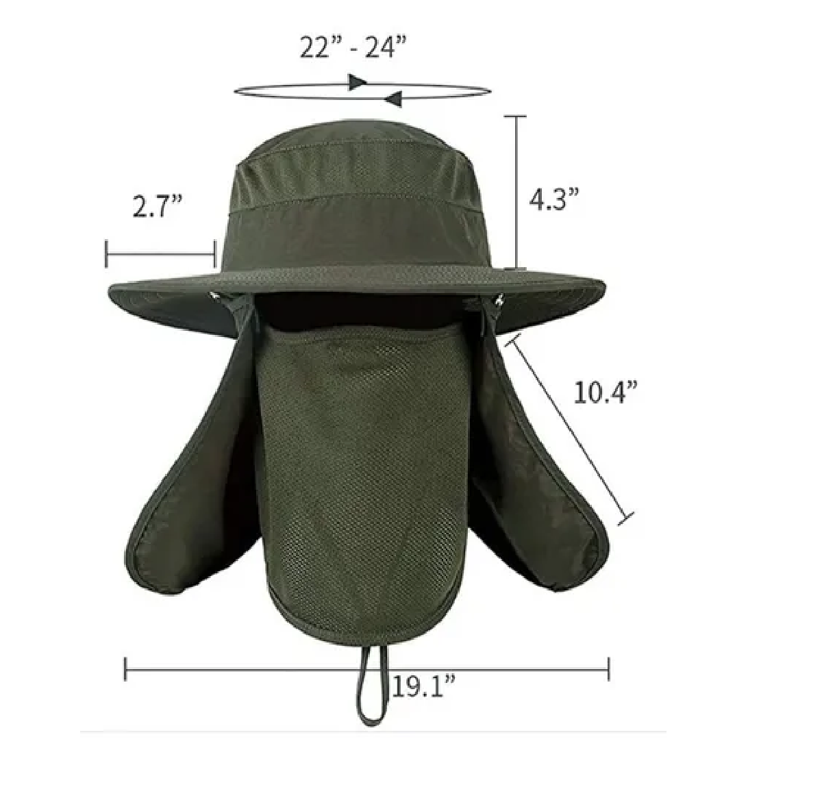 Sombrero Para El Sol Con Proteccion Para Cuello Y Cara Verde Militar