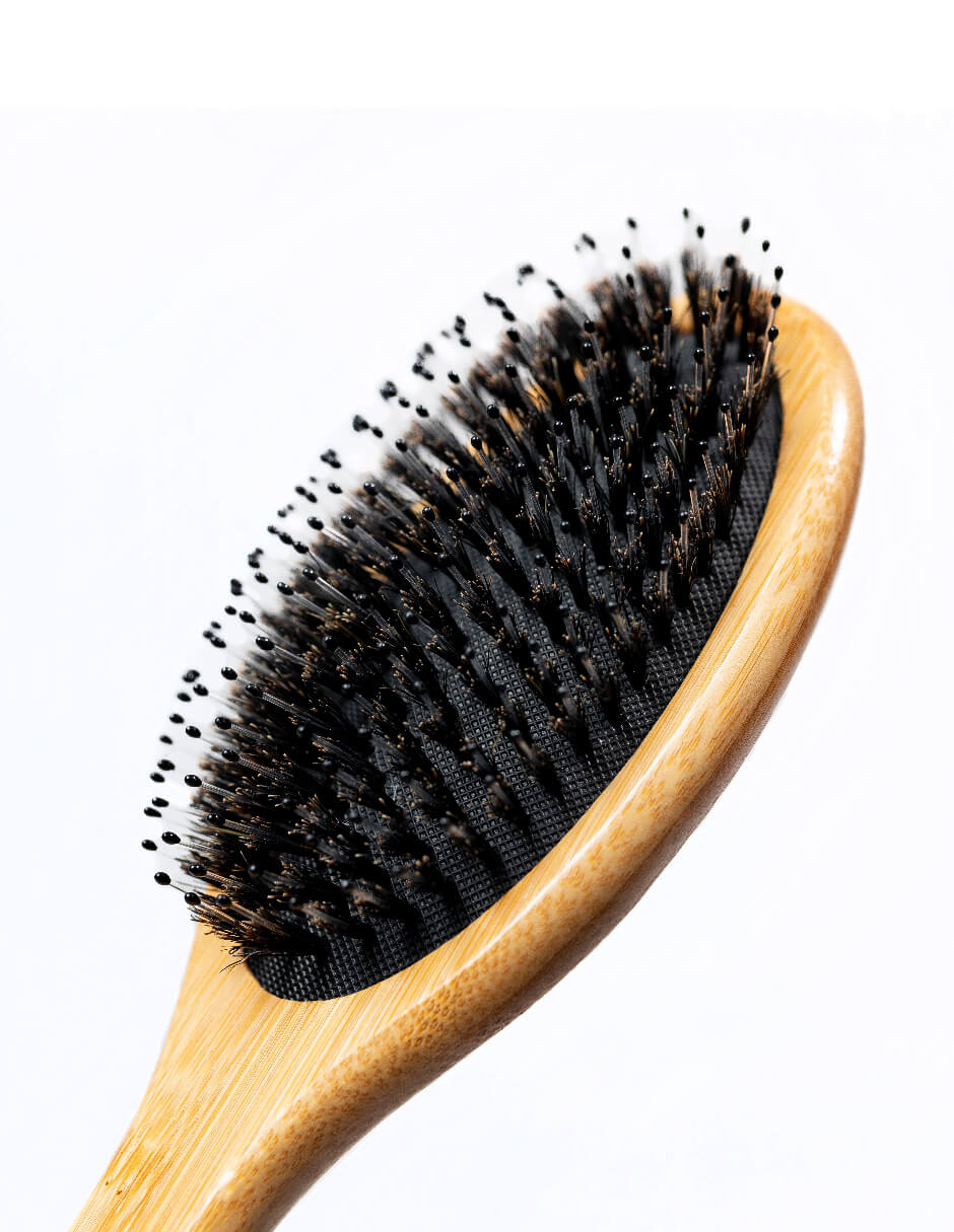 Cepillo para Cabello Ecowood de Bambú con Cerdas Naturales de Jabali y Punta Redonda