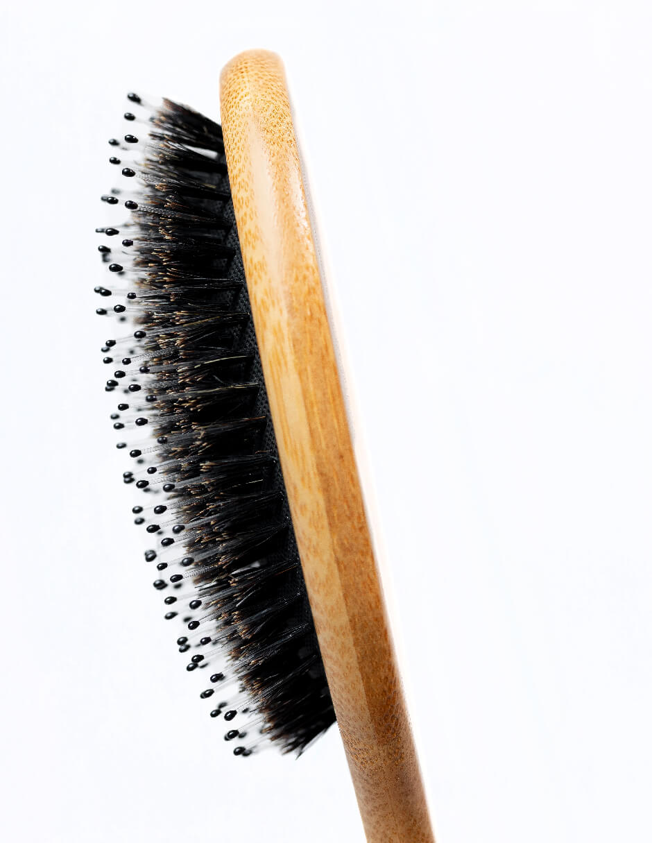Cepillo para Cabello Ecowood de Bambú con Cerdas Naturales de Jabali y Punta Redonda