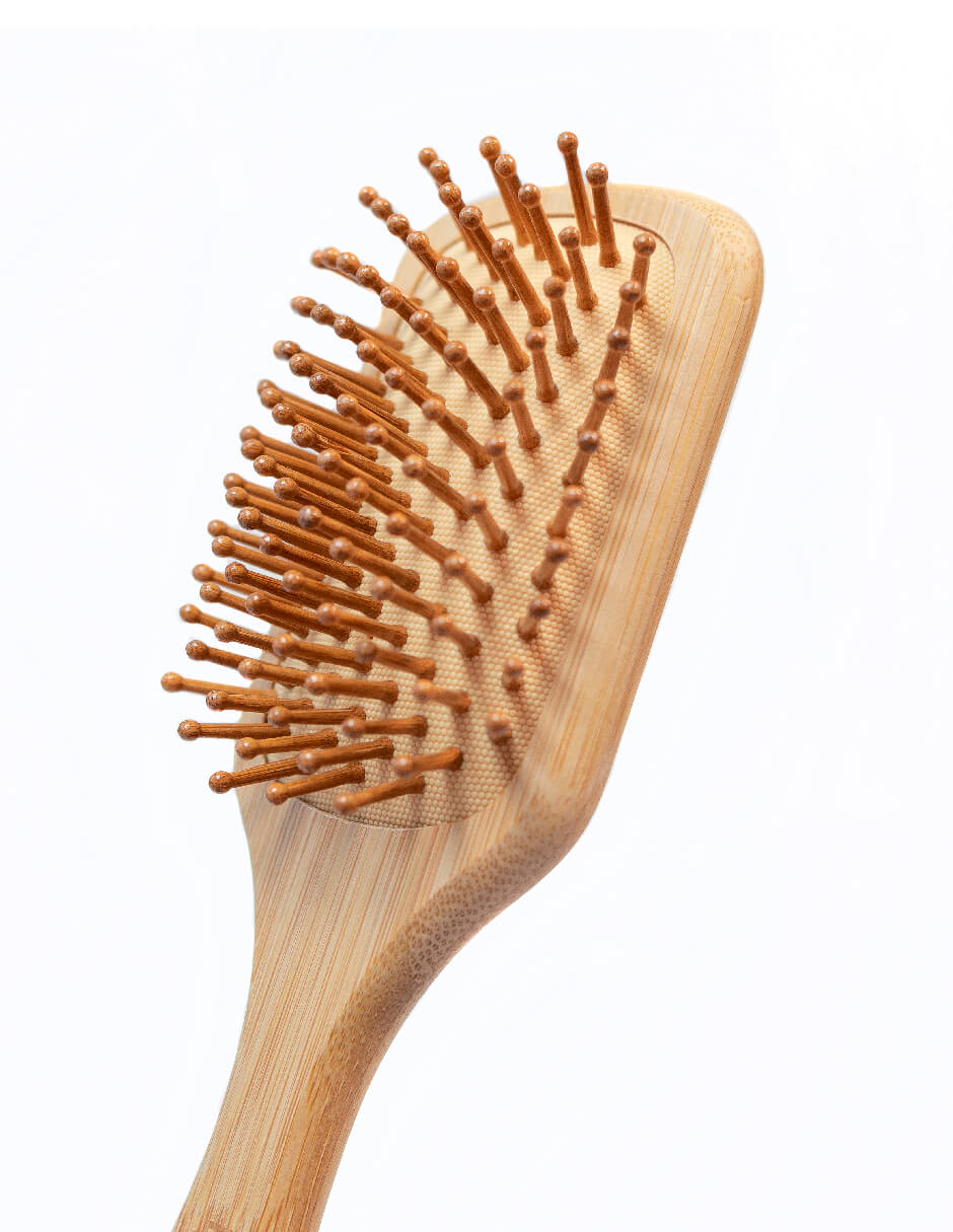Kit 2 Cepillo Cabello Bambú Mediano Punta Redonda y Cuadrada