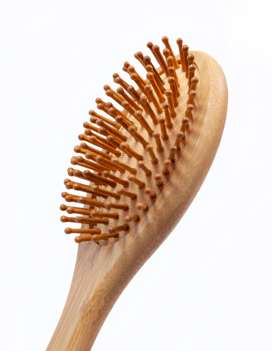 Kit 2 Cepillo Cabello Bambú Mediano Punta Redonda y Cuadrada