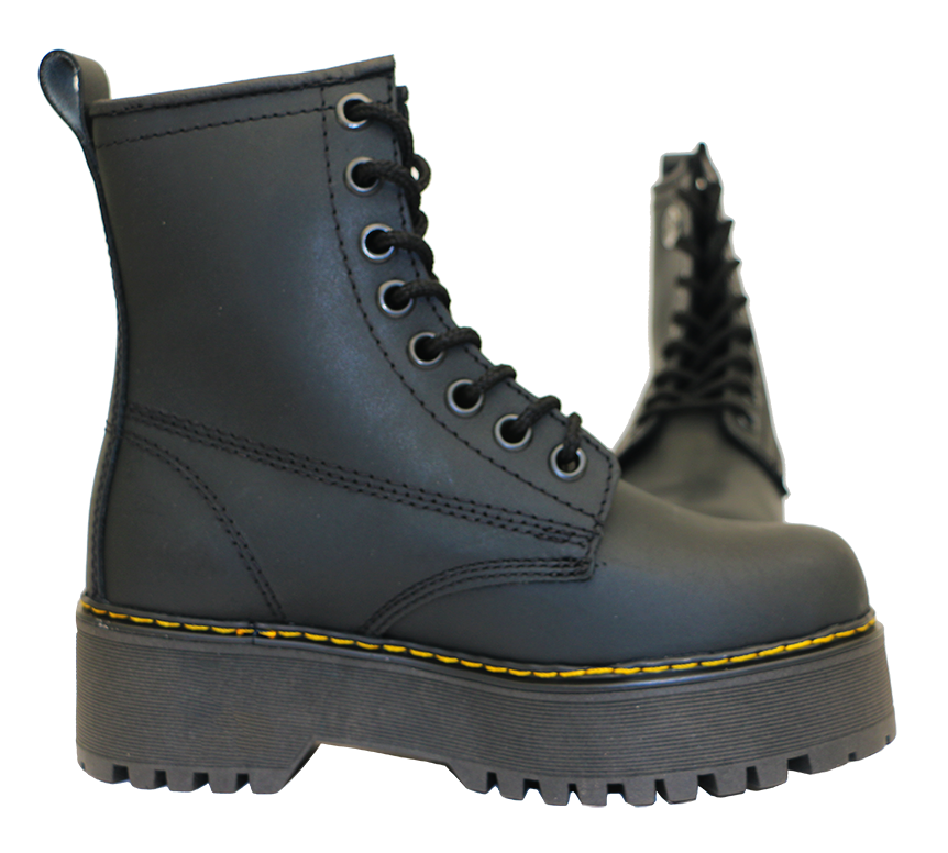 Botas Jadon Piel Plataforma Negras Aesthetic Cuero Hombre Mujer Doble Suela Altas