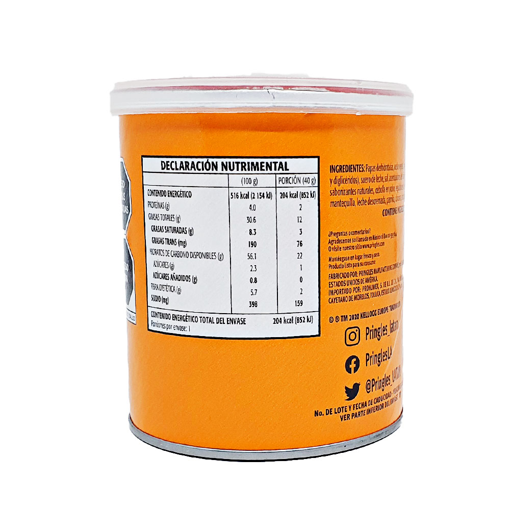 Pringles Papas Sabor Queso 40 Gr Botana Crujiente