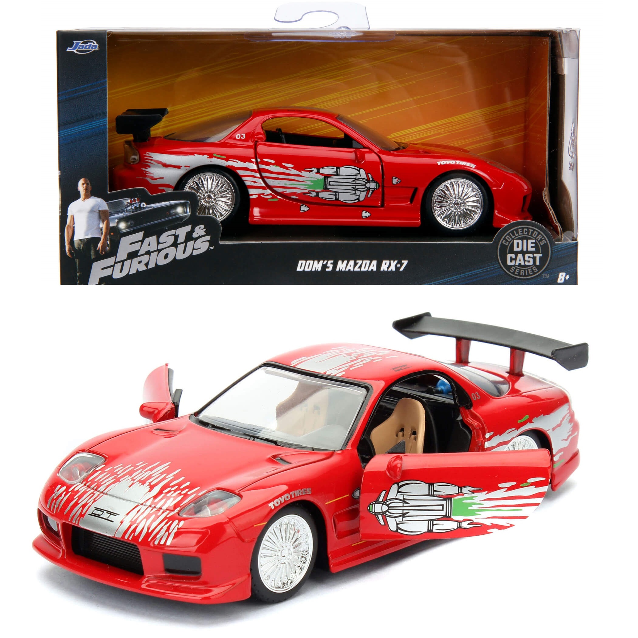 Dom 1995 Mazda RX-7  Rápido y Furioso Jada Toys Escala 1:32 