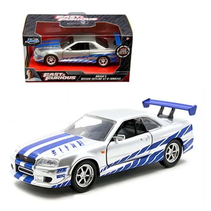 Brian 2002 Nissan Skyline GT-R (BNR34) PLATA Rápido y Furioso Jada Toys Escala 1:32