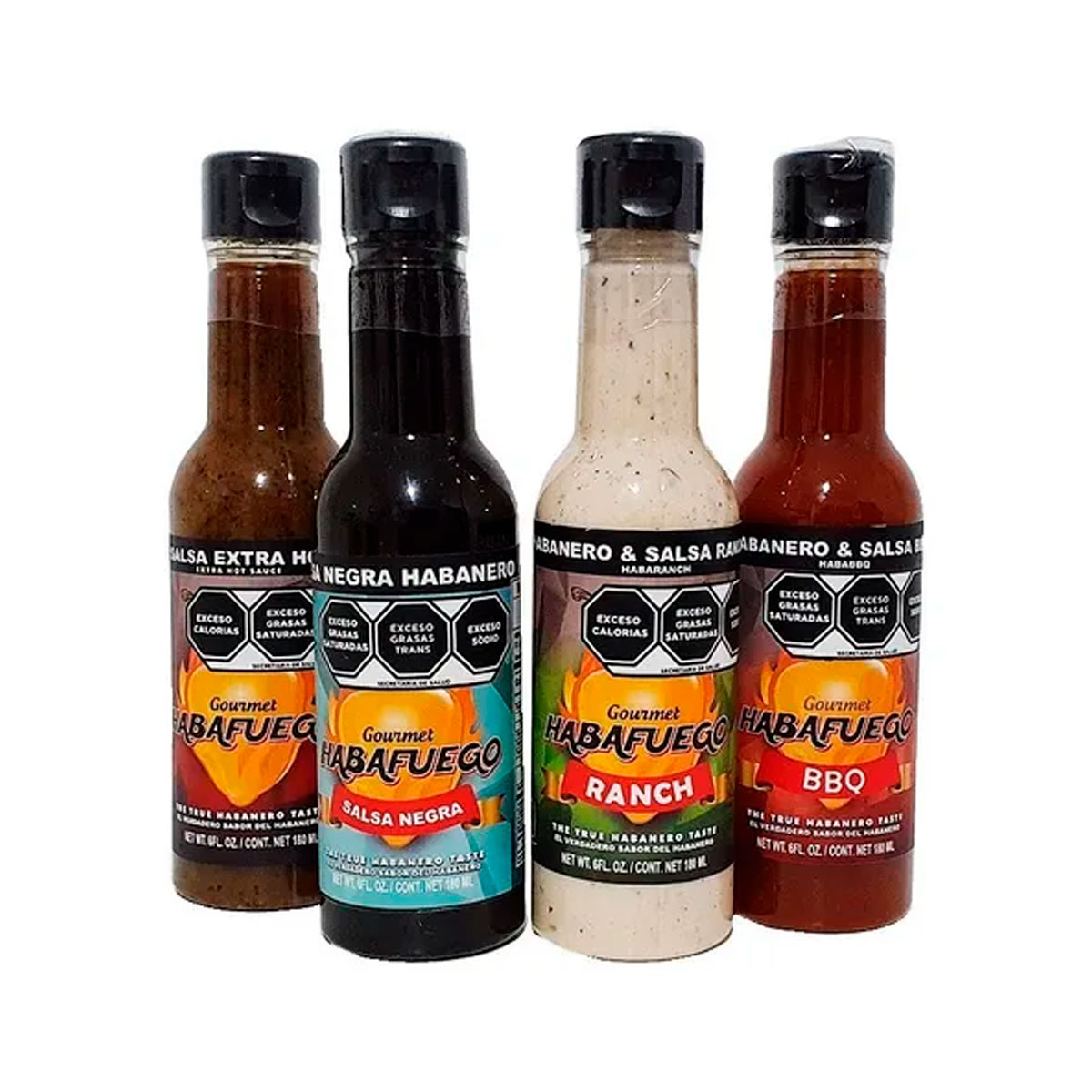 Salsa Habanero Picante Bbq Ranch Negra Habafuego 4 Piezas
