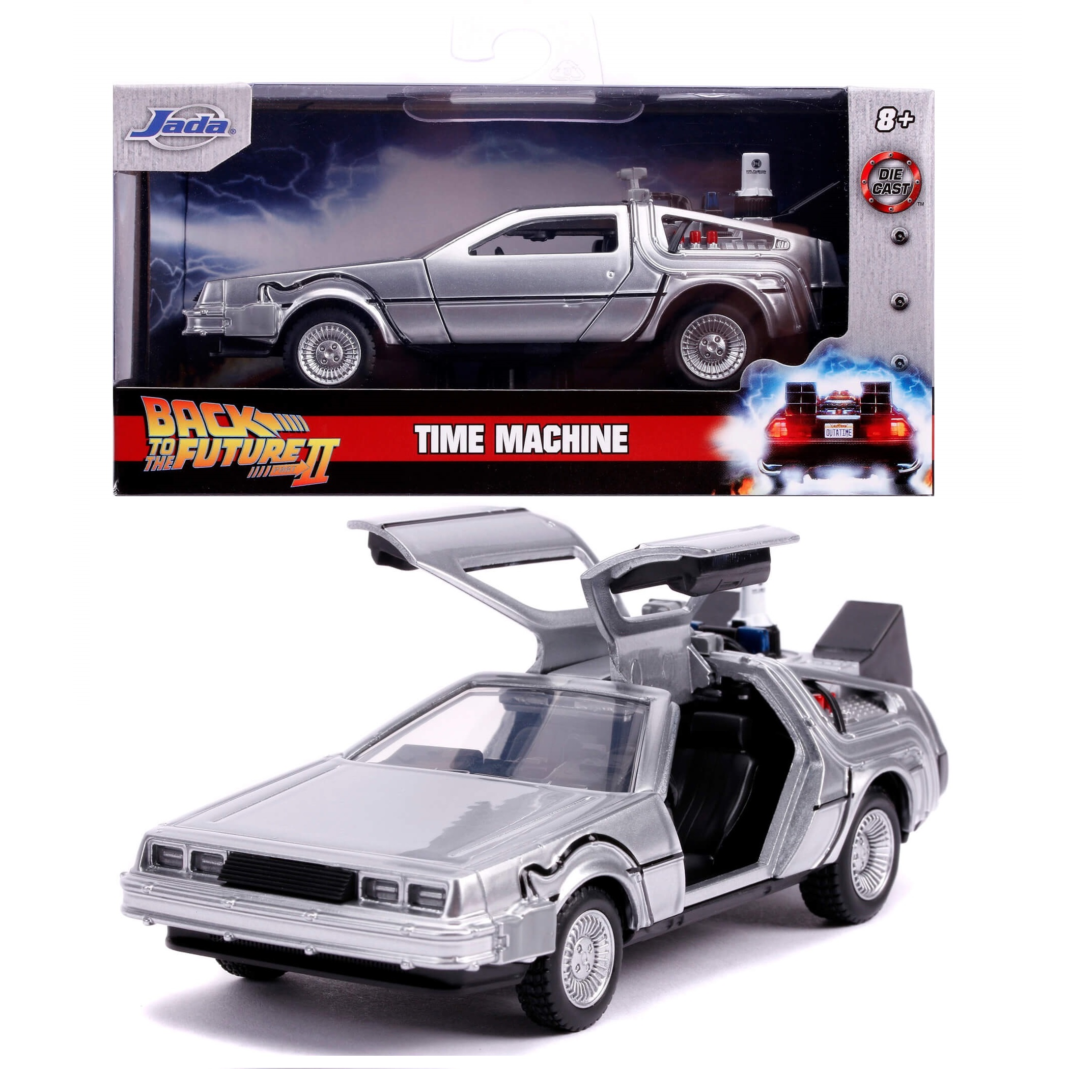 Back to the Future Delorean 2 Time Machine VOLVER AL FUTURO Jada Toys Escala 1:32