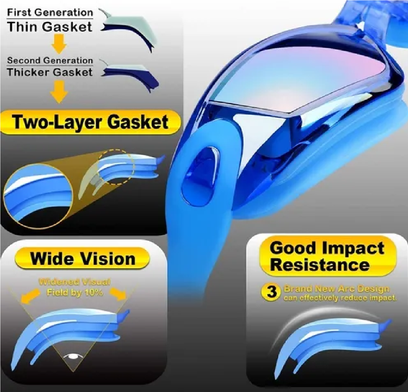 Set Natación (gogles,gorra,clip Nariz,tapones) Azul