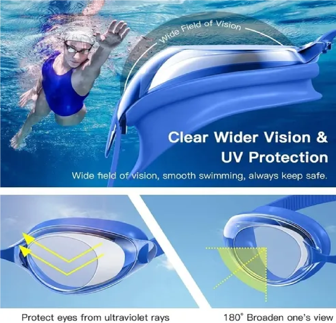 Set Natación (gogles,gorra,clip Nariz,tapones) Azul