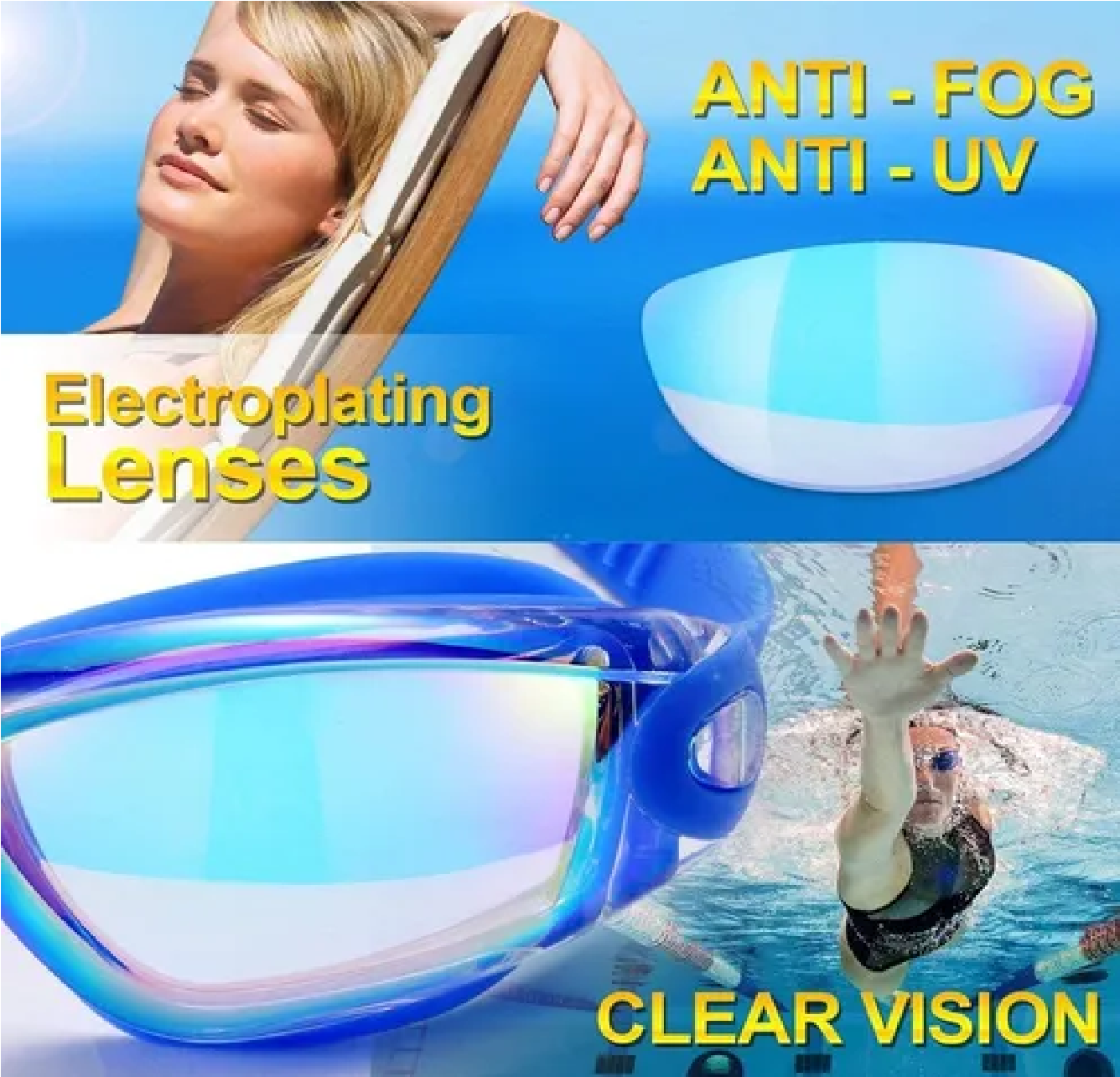 Set Natación (gogles,gorra,clip Nariz,tapones) Azul