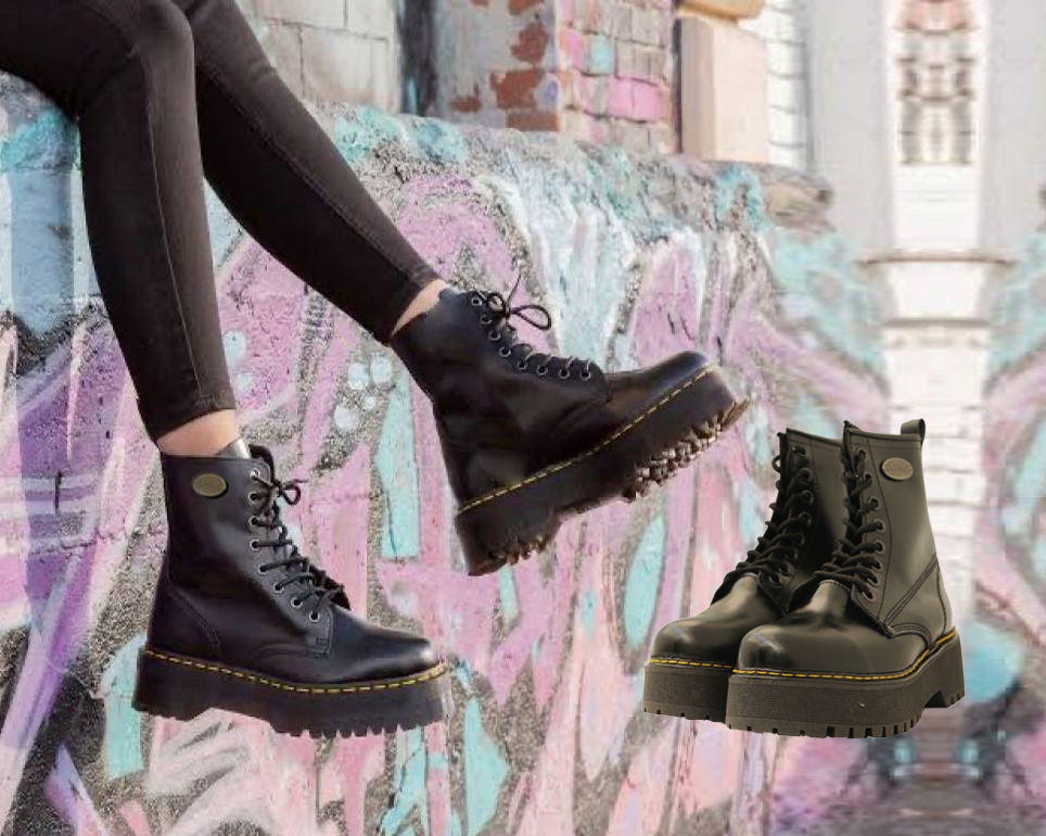 Botas Jadon Piel Plataforma Negras Aesthetic Cuero Hombre Mujer Doble Suela Altas