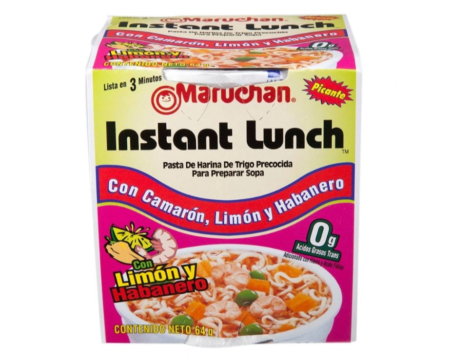 Sopa Maruchan Instantánea CAMARON CON LIMON Y CHILE HABANERO Caja De 24 Piezas 64 Gr C/U