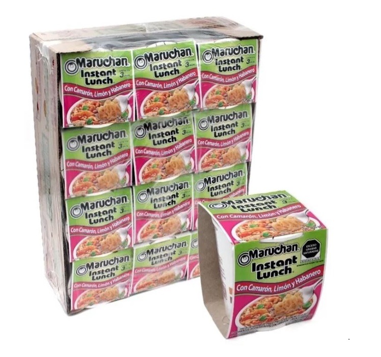 Sopa Maruchan Instantánea CAMARON CON LIMON Y CHILE HABANERO Caja De 24 Piezas 64 Gr C/U