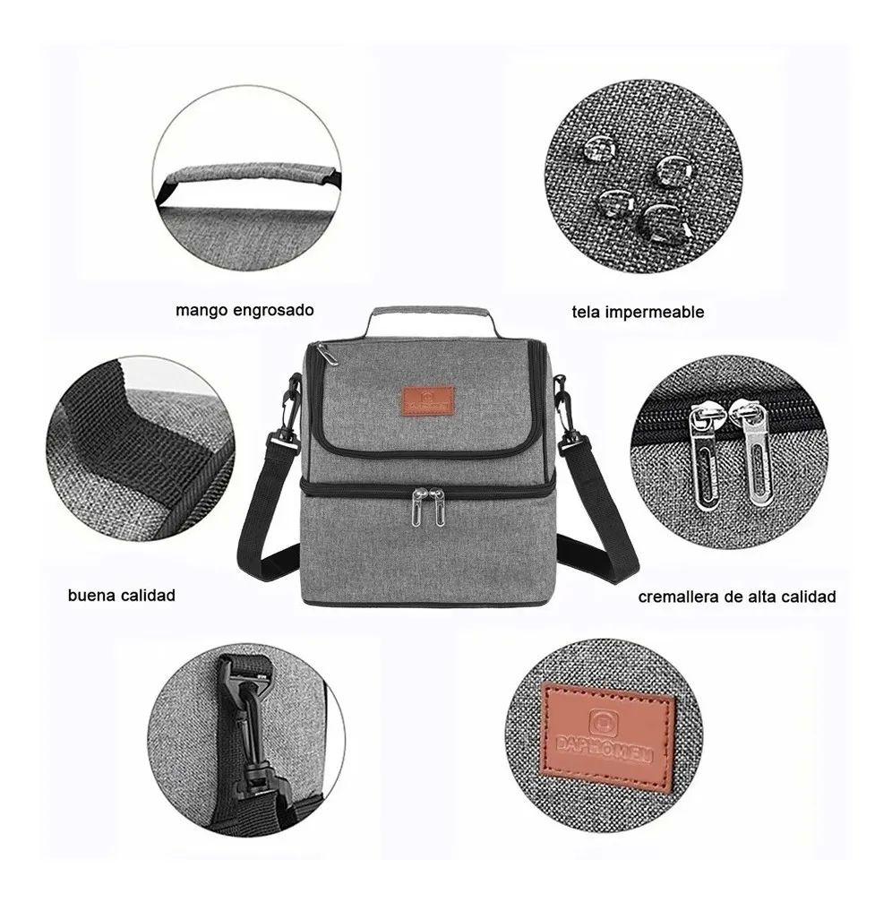 Lonchera Térmica Aislamiento Frío Y Calor Gris