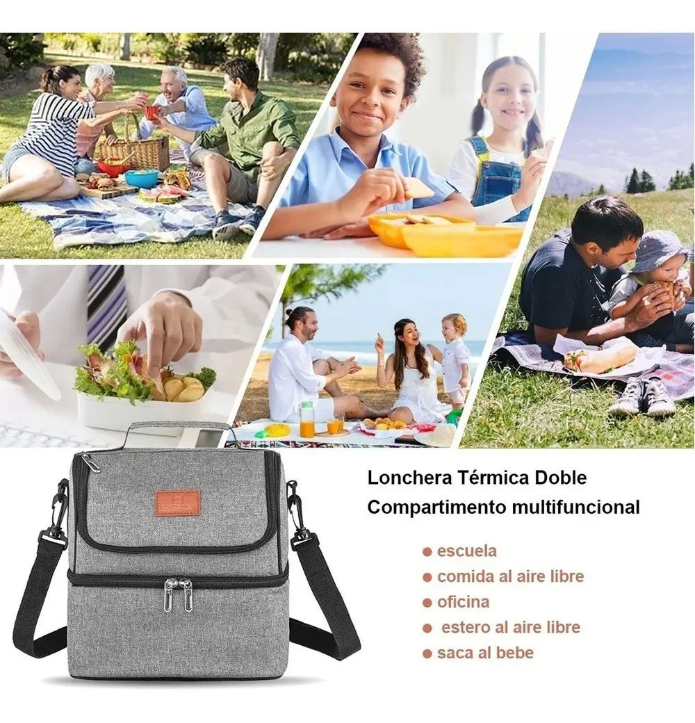 Lonchera Térmica Aislamiento Frío Y Calor Gris
