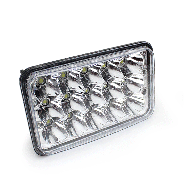 2 Faros Unidad Cuadrada Rectangular 15 Leds 4x6 Alta/Baja