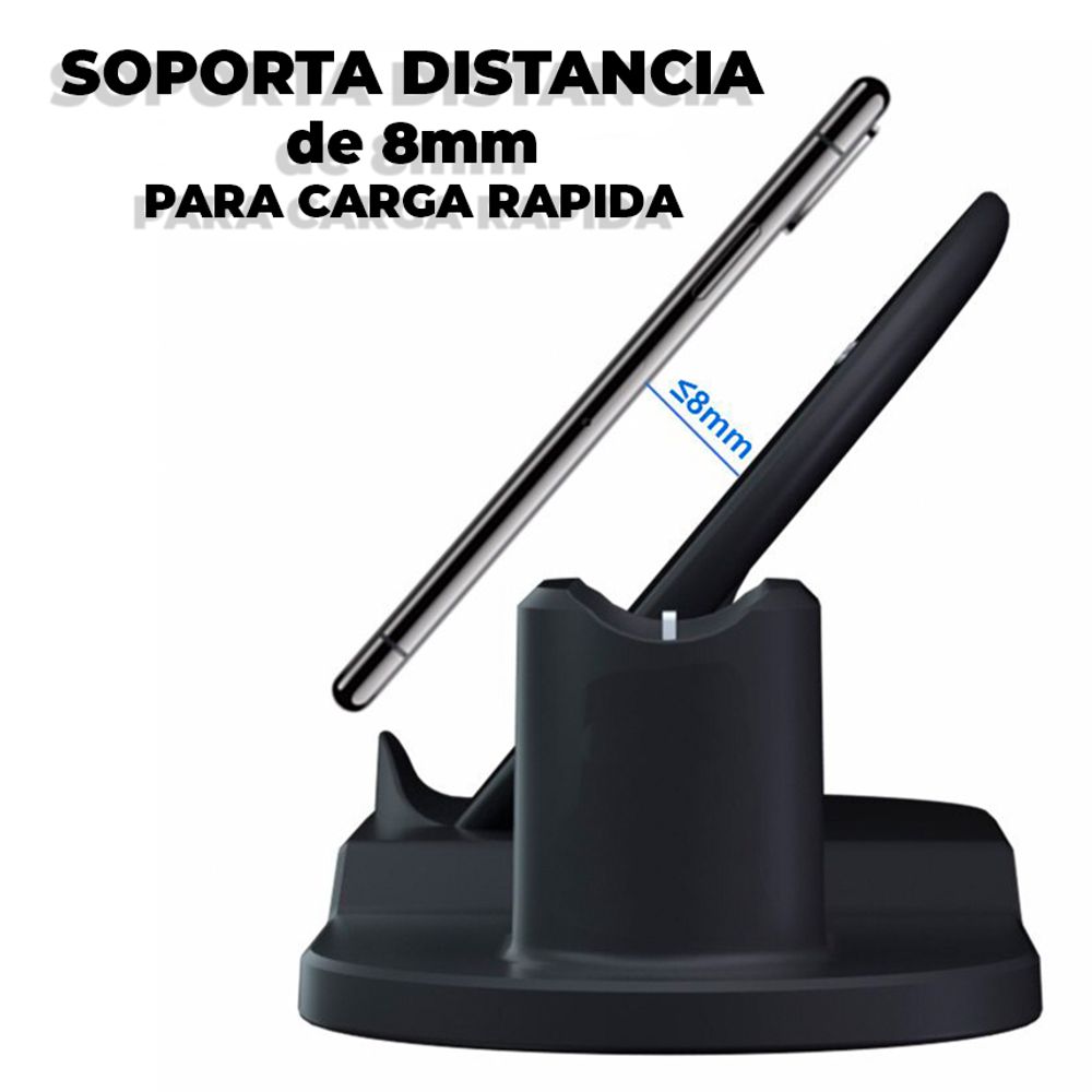 Base 3 En 1 Carga Rápida Inalámbrico IPhone, Apple Watch, AirPod CH74 Color Negro