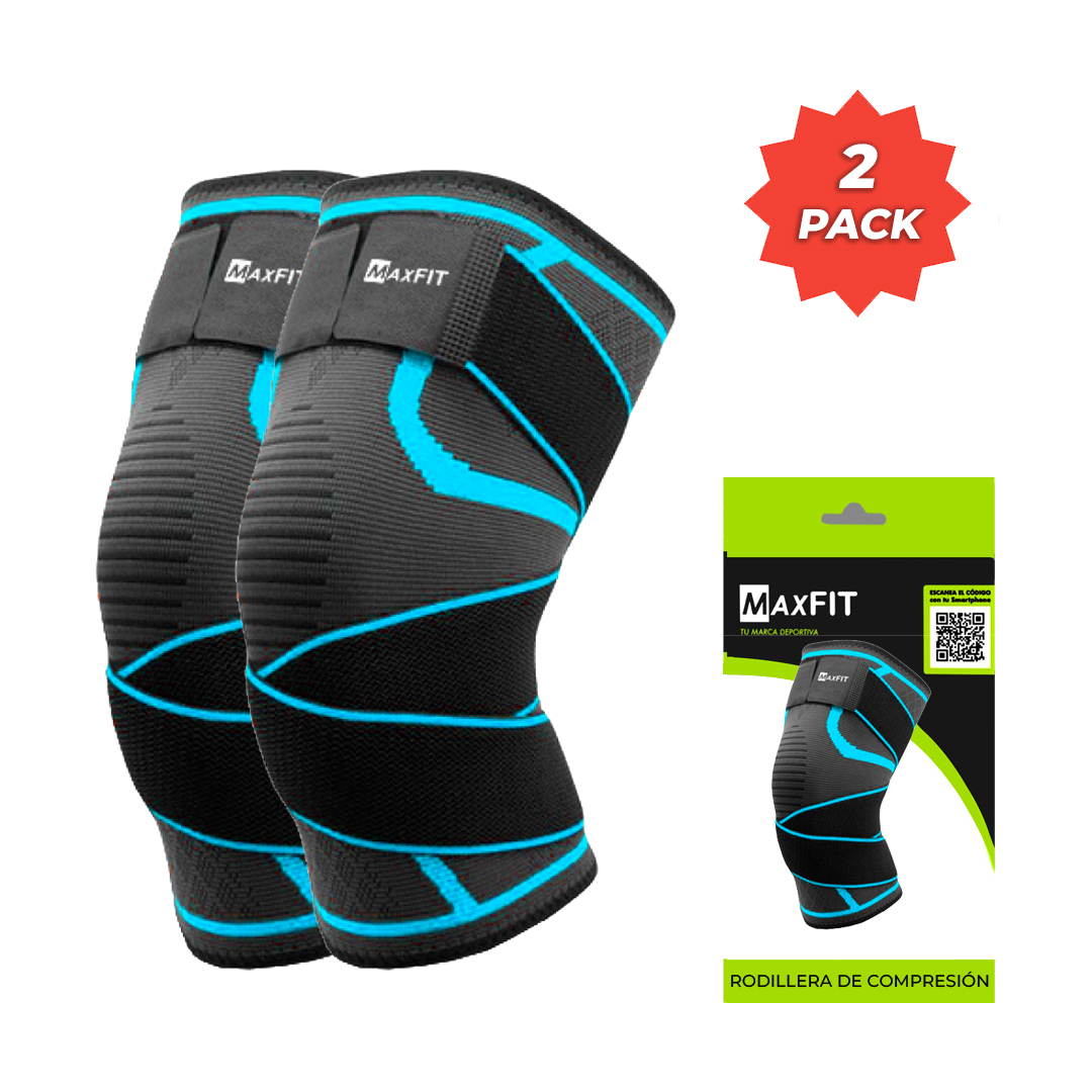 Par De Rodillera Elástica De Compresión Gym Crossfit Con Cintas Ajustables Maxfit Hx918