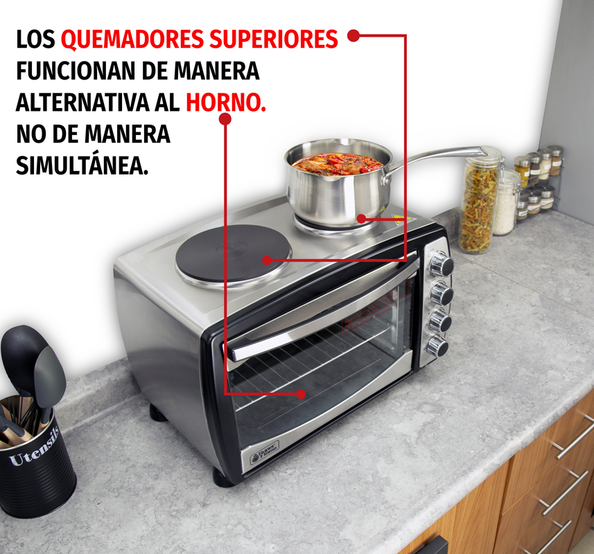 Horno eléctrico de acero inoxidable SUPRA HP-2P con dos quemadores superiores