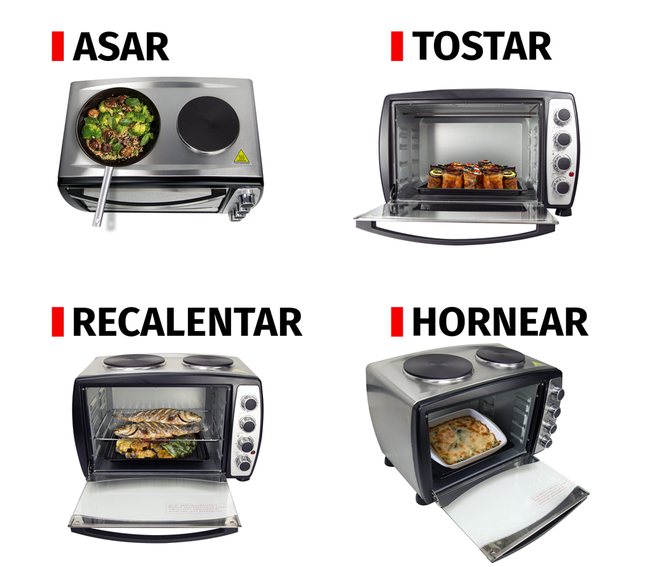 Horno eléctrico de acero inoxidable SUPRA HP-2P con dos quemadores superiores