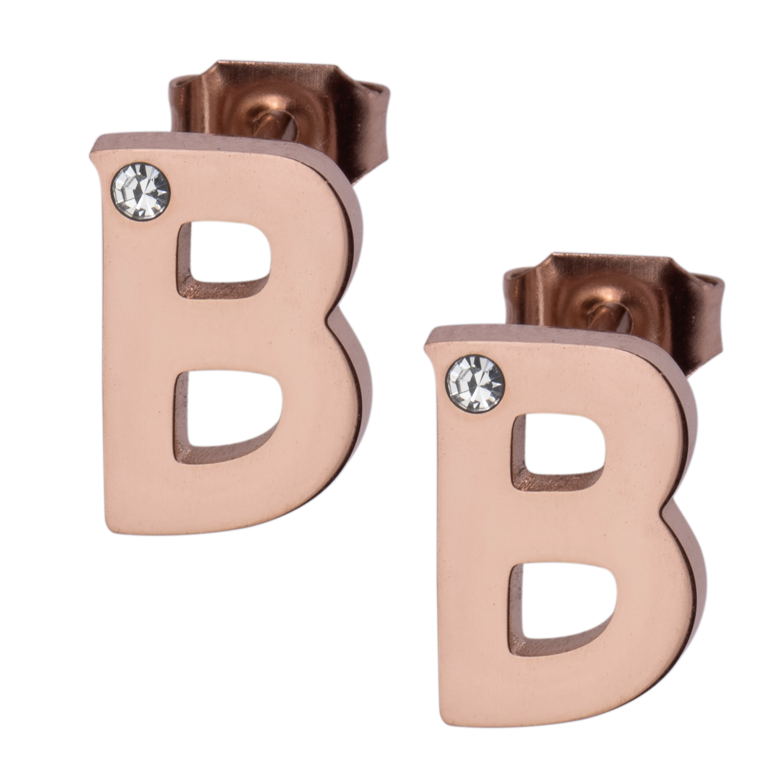 LuckyLy Set de Joyería para Mujer de Iniciales, Acero Inoxidable con Baño de Oro Rosa 18k y Zirconia Cúbica, Collar y Aretes Letras, Modelo Yara