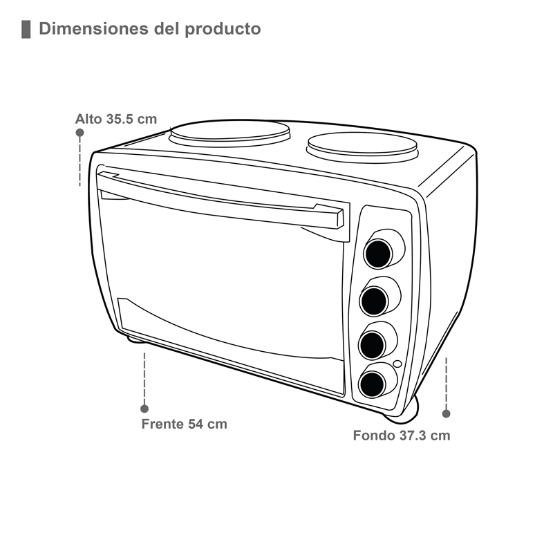 Horno eléctrico de acero inoxidable SUPRA HP-2P con dos quemadores superiores