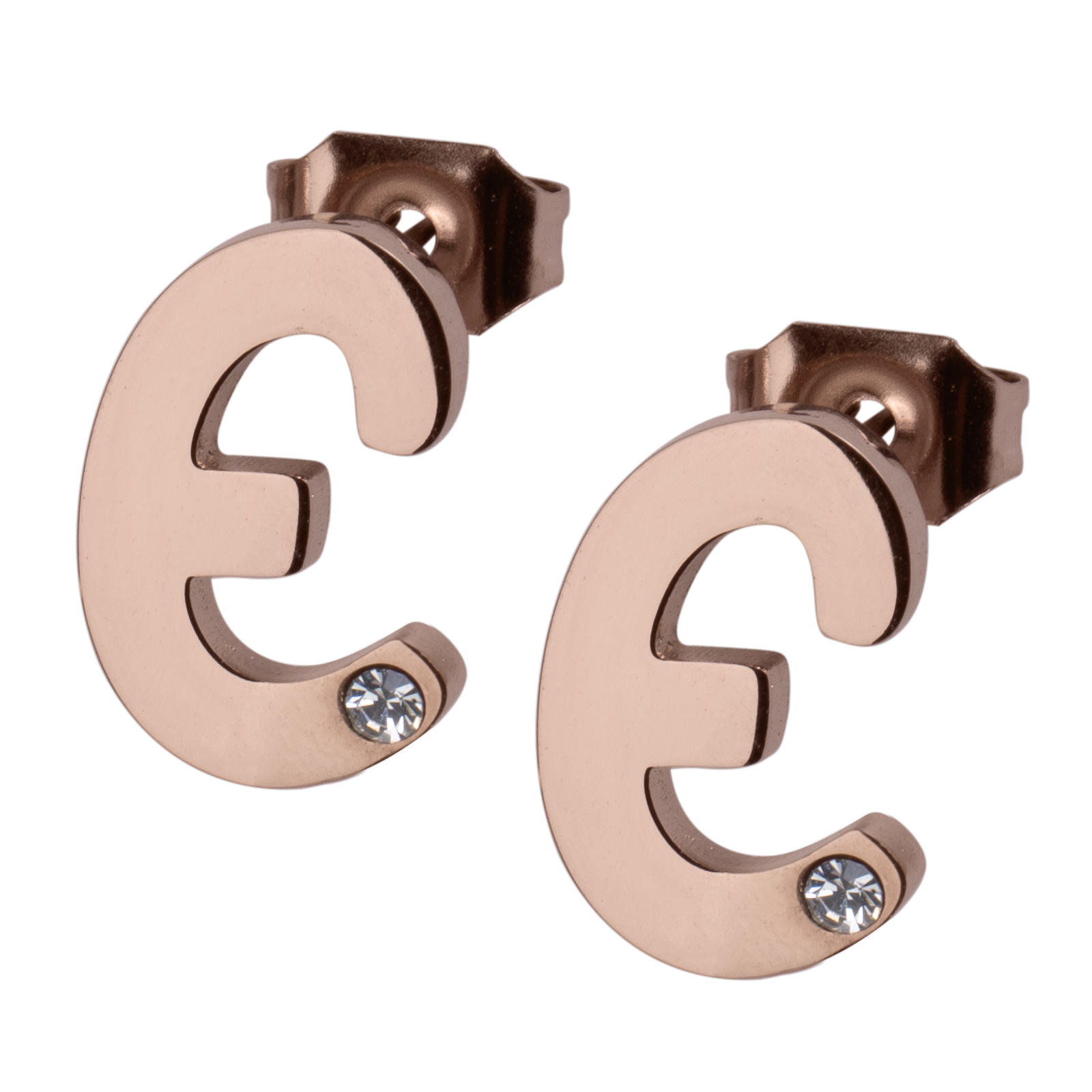 LuckyLy Set de Joyería para Mujer de Iniciales, Acero Inoxidable con Baño de Oro Rosa 18k y Zirconia Cúbica, Collar y Aretes Letras, Modelo Yara