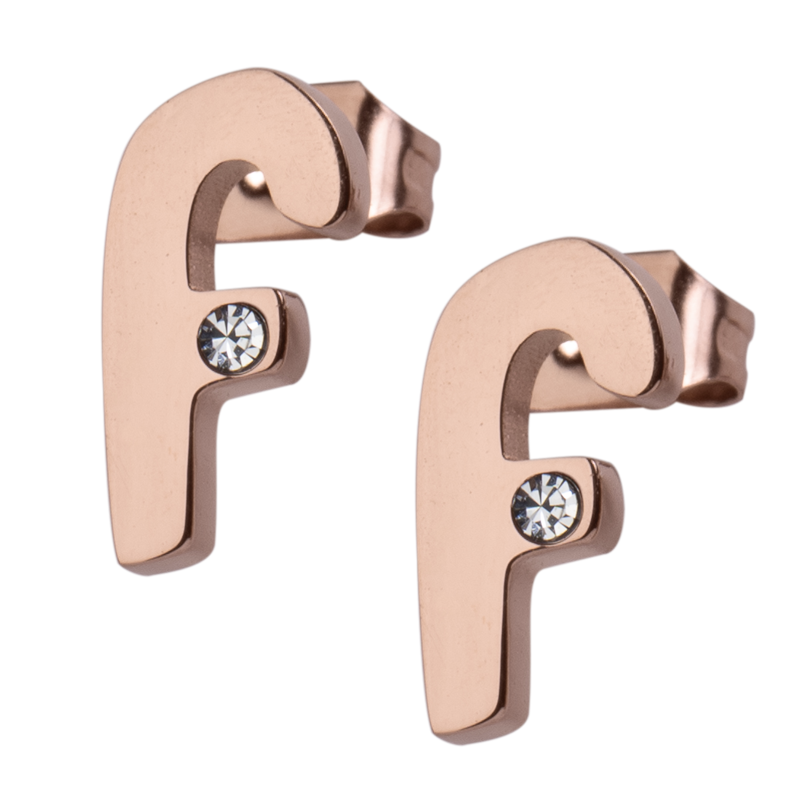 LuckyLy Set de Joyería para Mujer de Iniciales, Acero Inoxidable con Baño de Oro Rosa 18k y Zirconia Cúbica, Collar y Aretes Letras, Modelo Yara