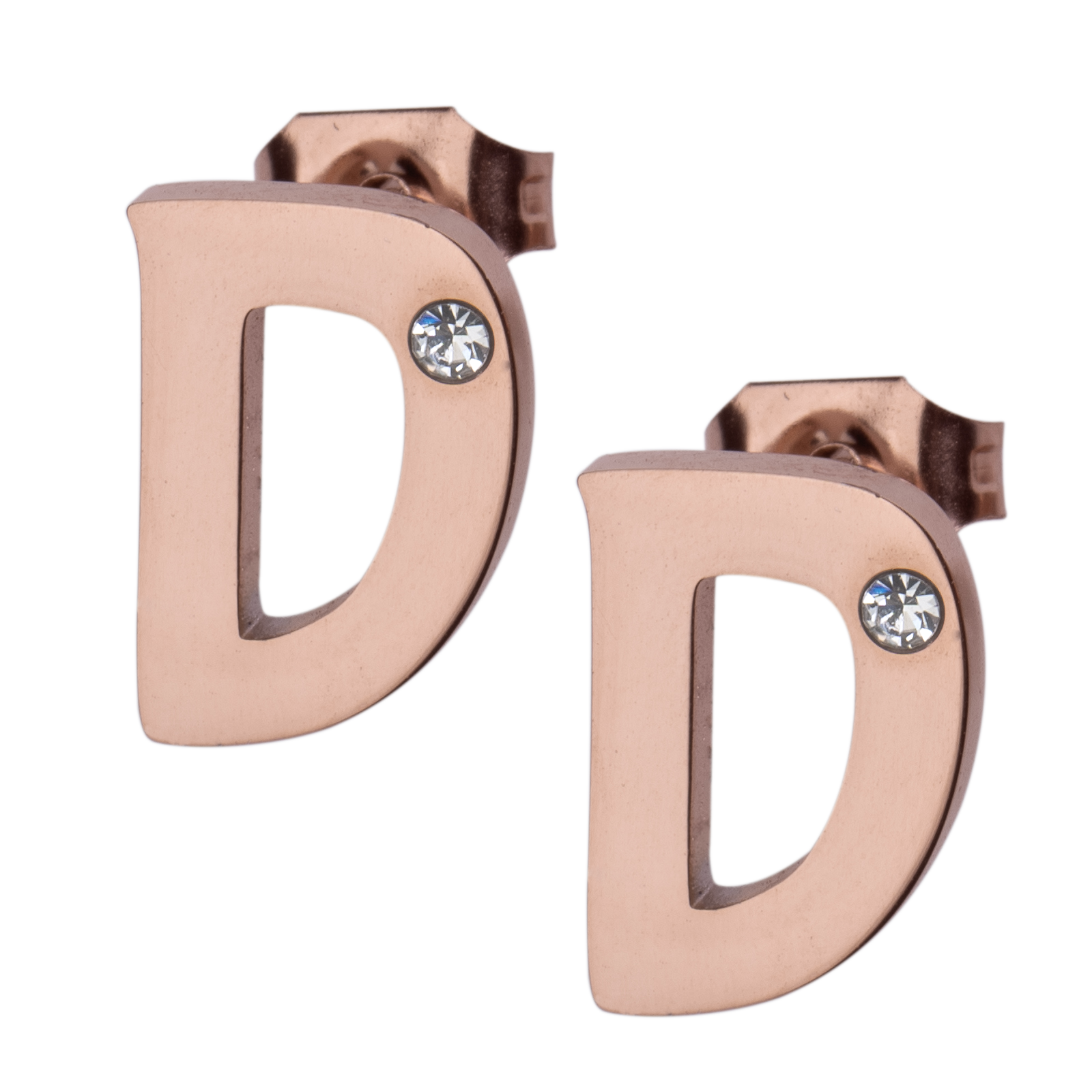 LuckyLy Set de Joyería para Mujer de Iniciales, Acero Inoxidable con Baño de Oro Rosa 18k y Zirconia Cúbica, Collar y Aretes Letras, Modelo Yara