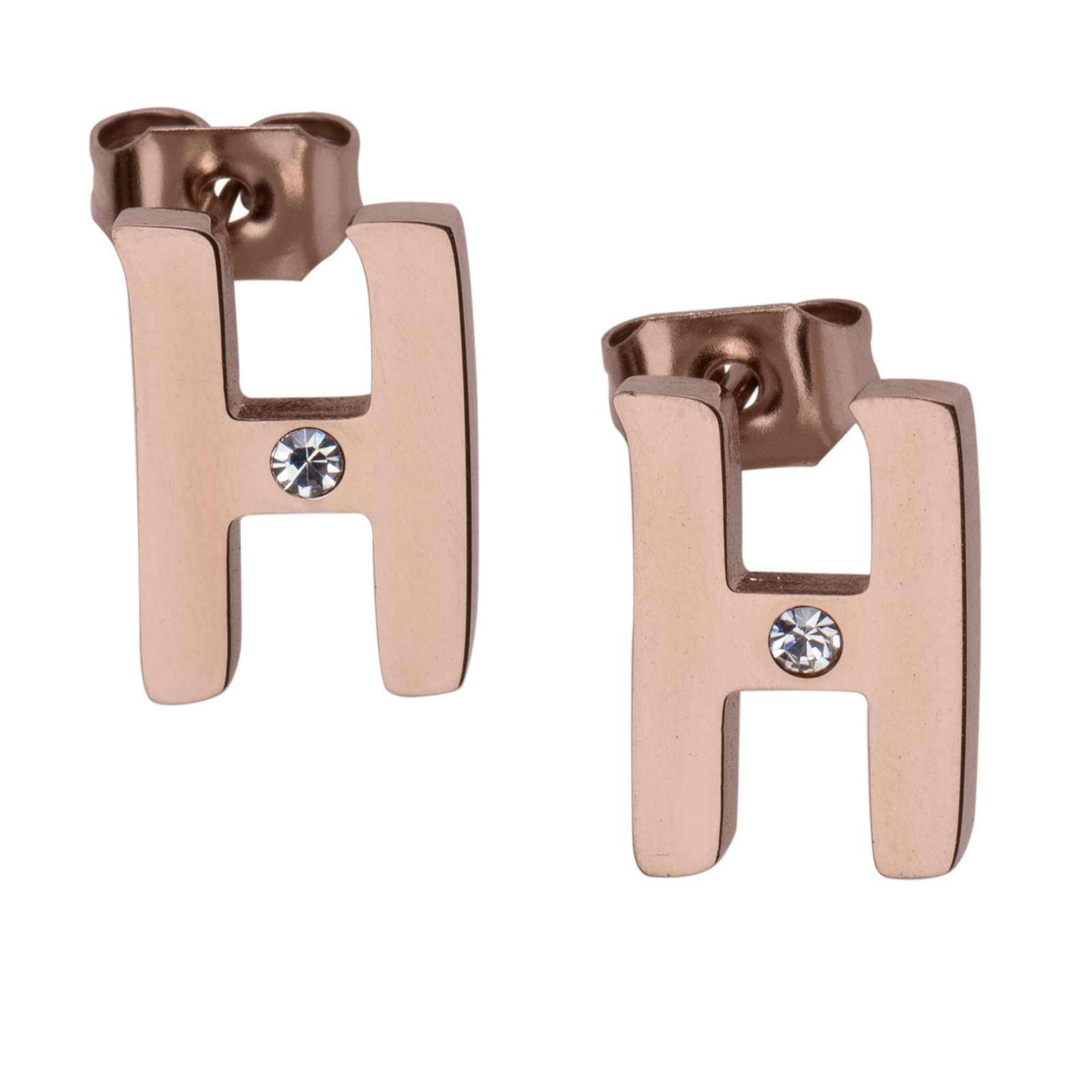 LuckyLy Set de Joyería para Mujer de Iniciales, Acero Inoxidable con Baño de Oro Rosa 18k y Zirconia Cúbica, Collar y Aretes Letras, Modelo Yara