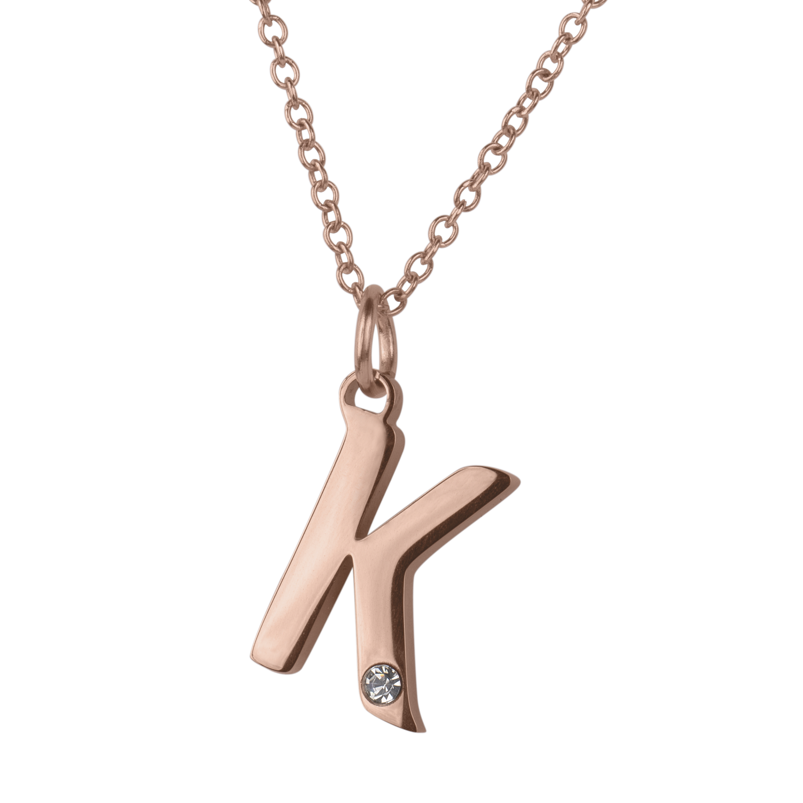 LuckyLy Set de Joyería para Mujer de Iniciales, Acero Inoxidable con Baño de Oro Rosa 18k y Zirconia Cúbica, Collar y Aretes Letras, Modelo Yara