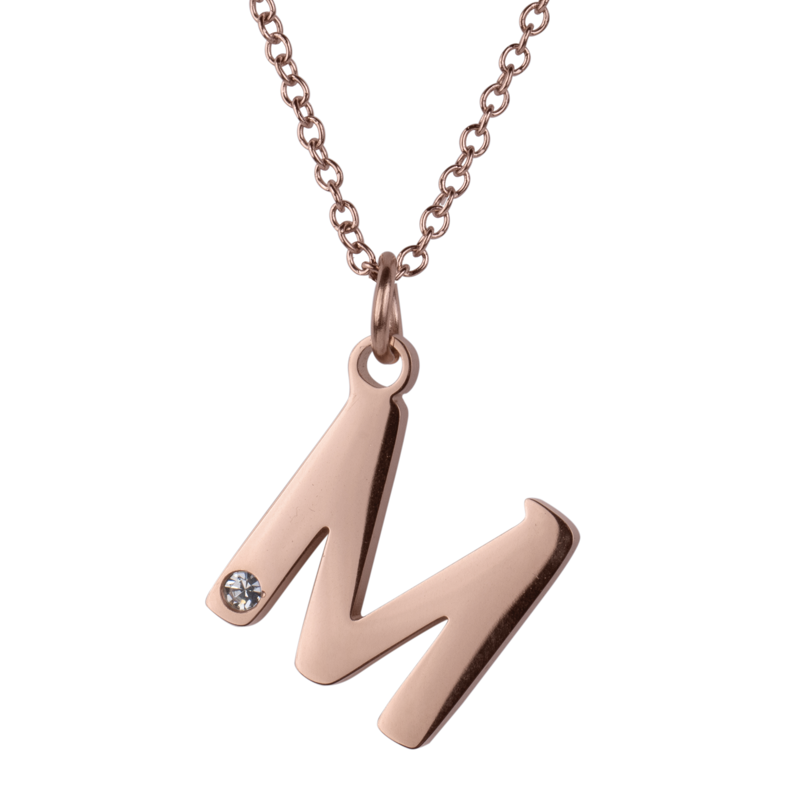 LuckyLy Set de Joyería para Mujer de Iniciales, Acero Inoxidable con Baño de Oro Rosa 18k y Zirconia Cúbica, Collar y Aretes Letras, Modelo Yara