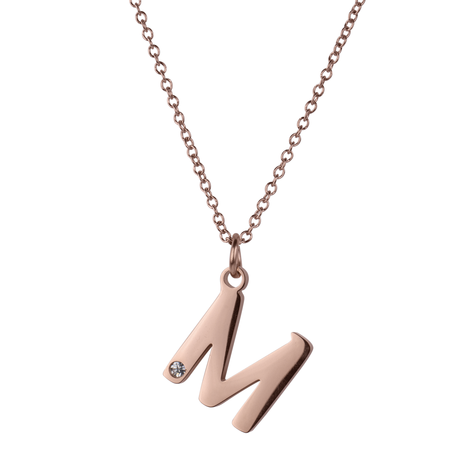 LuckyLy Set de Joyería para Mujer de Iniciales, Acero Inoxidable con Baño de Oro Rosa 18k y Zirconia Cúbica, Collar y Aretes Letras, Modelo Yara