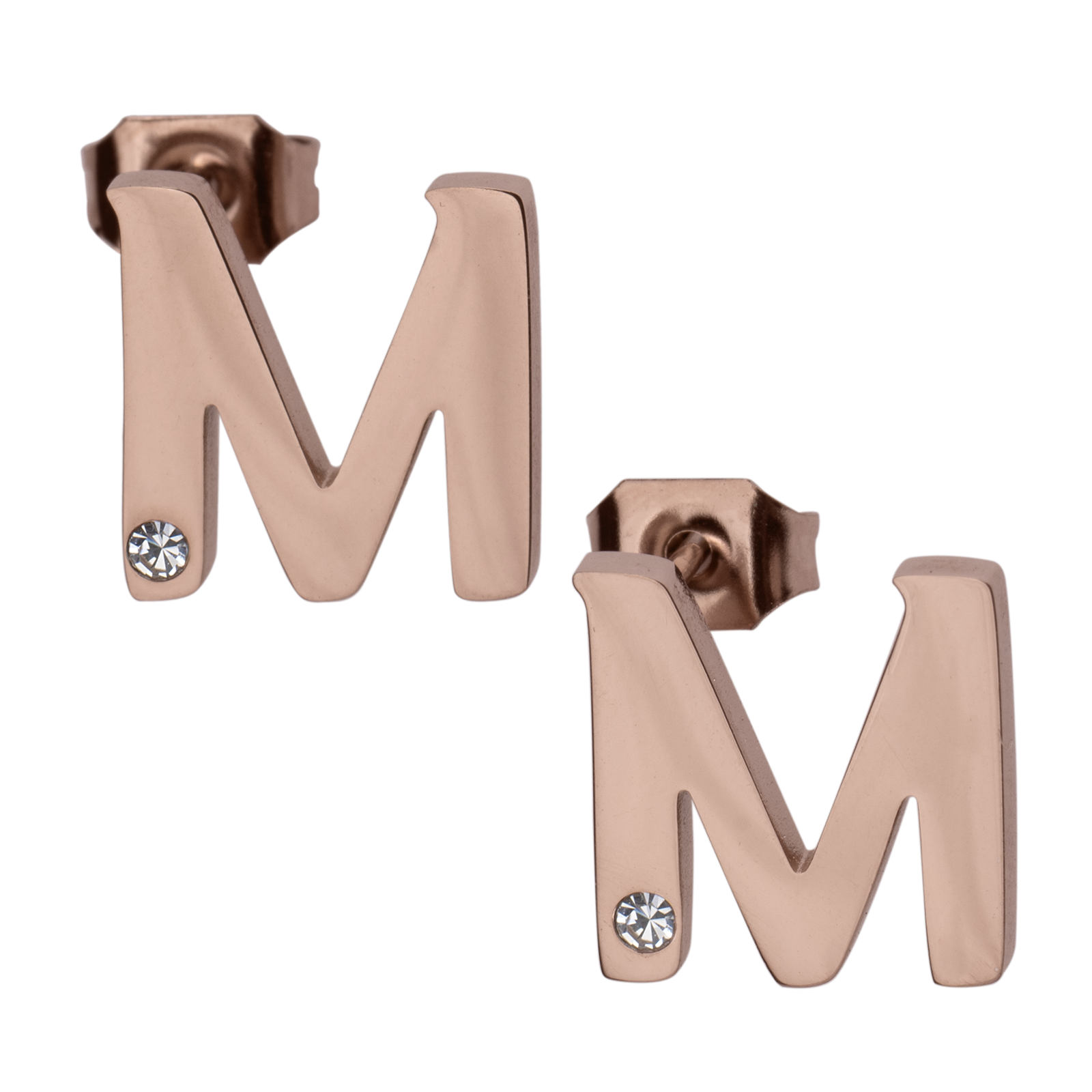 LuckyLy Set de Joyería para Mujer de Iniciales, Acero Inoxidable con Baño de Oro Rosa 18k y Zirconia Cúbica, Collar y Aretes Letras, Modelo Yara