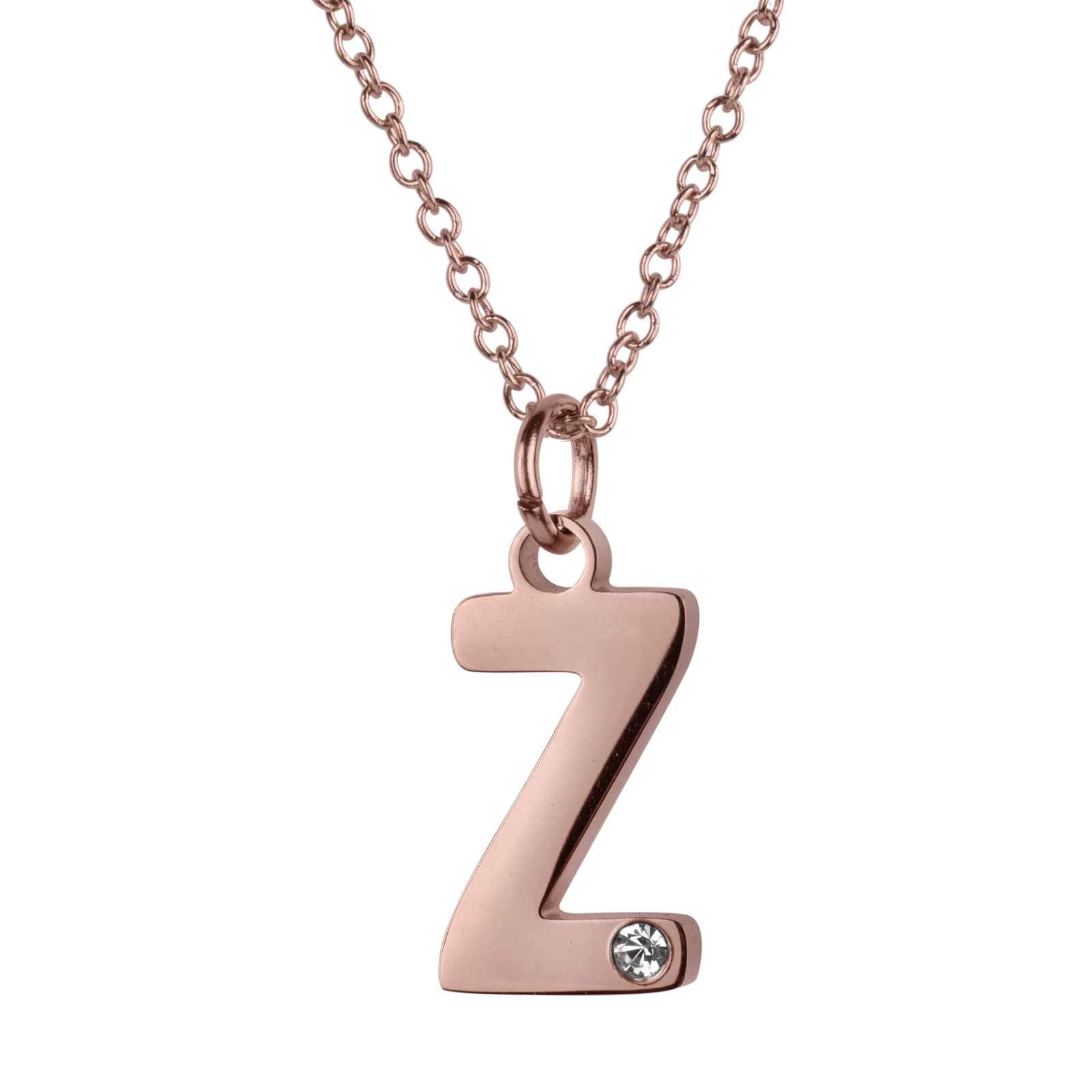LuckyLy Set de Joyería para Mujer de Iniciales, Acero Inoxidable con Baño de Oro Rosa 18k y Zirconia Cúbica, Collar y Aretes Letras, Modelo Yara