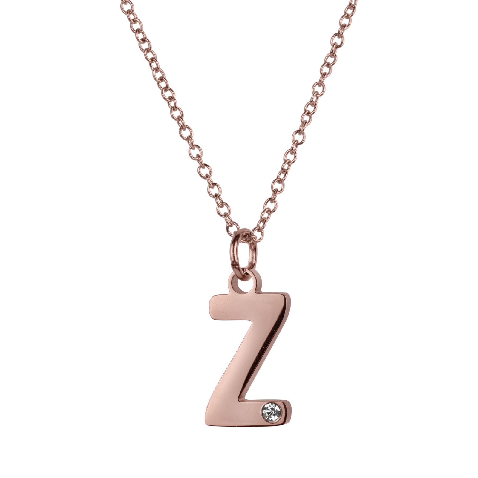LuckyLy Set de Joyería para Mujer de Iniciales, Acero Inoxidable con Baño de Oro Rosa 18k y Zirconia Cúbica, Collar y Aretes Letras, Modelo Yara