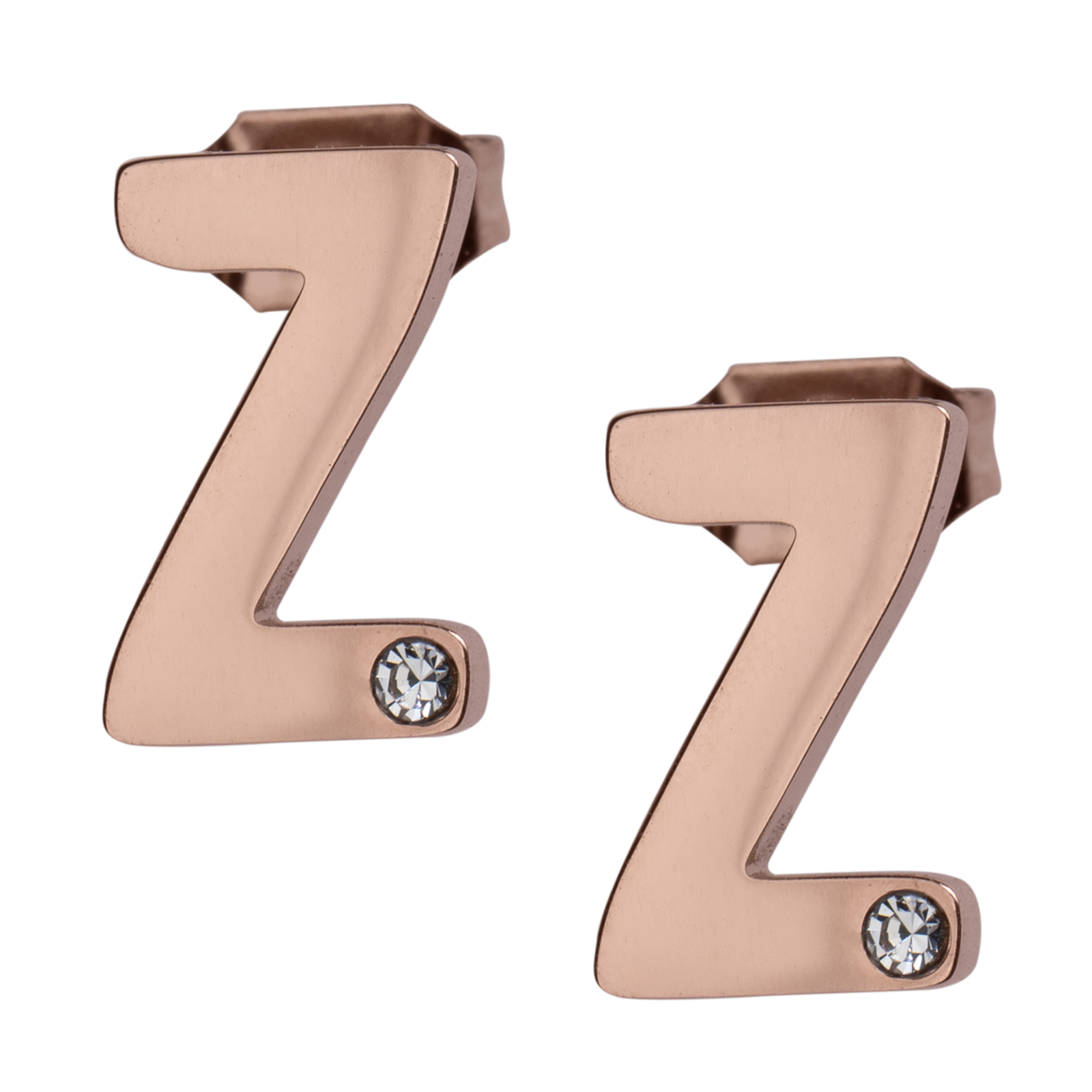 LuckyLy Set de Joyería para Mujer de Iniciales, Acero Inoxidable con Baño de Oro Rosa 18k y Zirconia Cúbica, Collar y Aretes Letras, Modelo Yara
