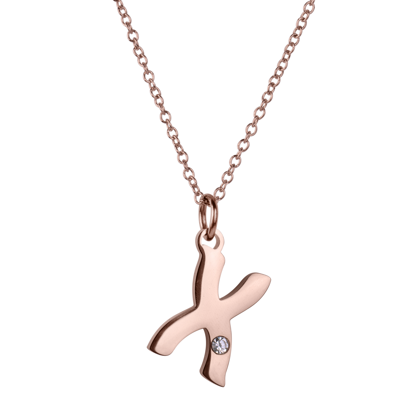 LuckyLy Set de Joyería para Mujer de Iniciales, Acero Inoxidable con Baño de Oro Rosa 18k y Zirconia Cúbica, Collar y Aretes Letras, Modelo Yara