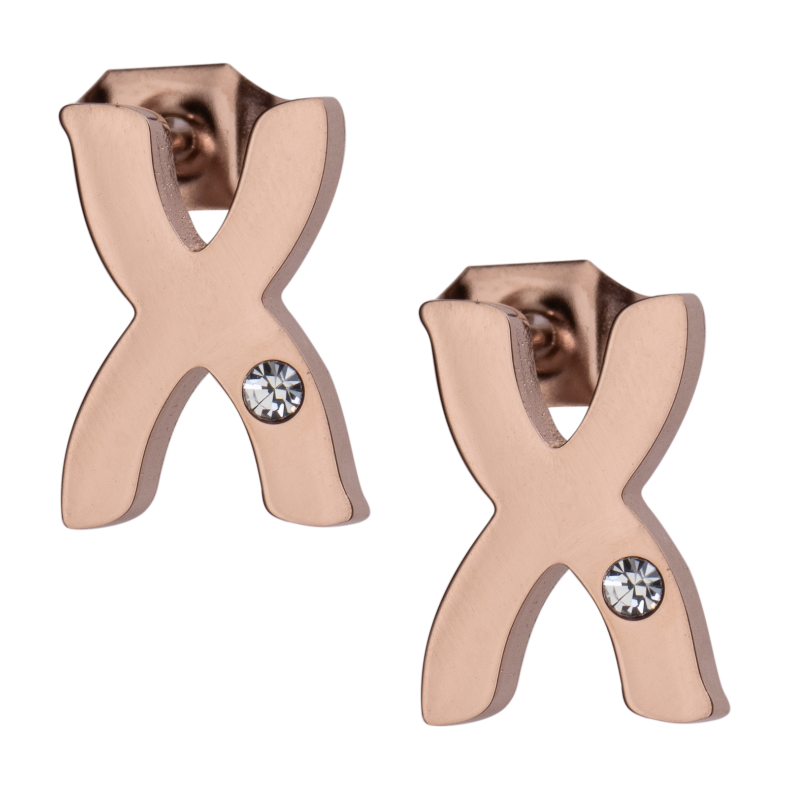 LuckyLy Set de Joyería para Mujer de Iniciales, Acero Inoxidable con Baño de Oro Rosa 18k y Zirconia Cúbica, Collar y Aretes Letras, Modelo Yara